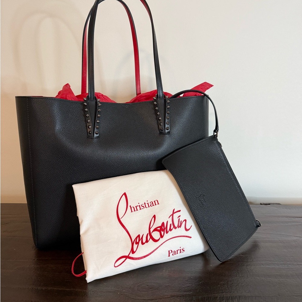 Christian Louboutin Black Tote with Red Handles